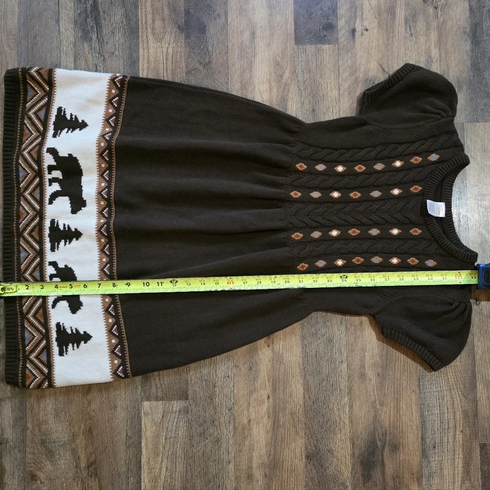 Gymboree Kid's Intarsia Brown Bear Montana Mountain Sweater Dress Size 12